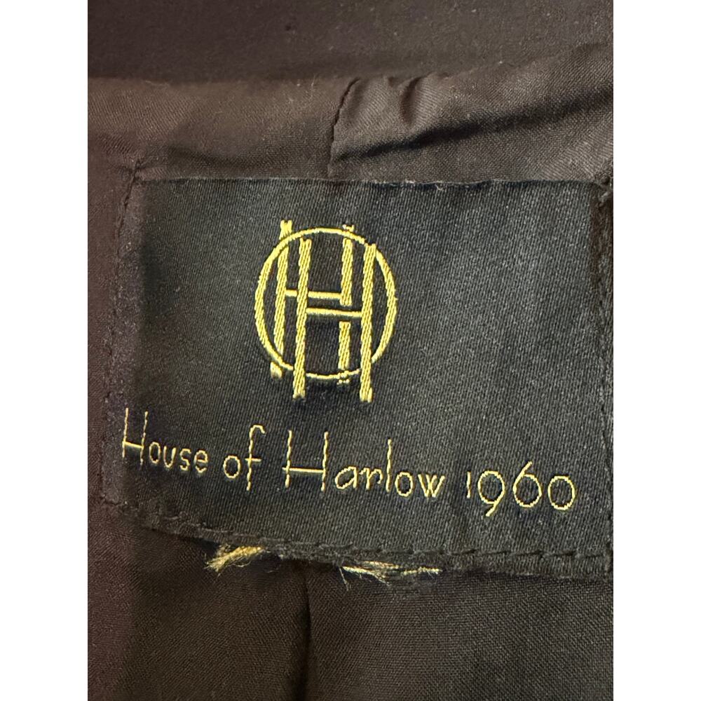 House of Harlow 1960 Black Tweed Cropped Jacket Wool Blend Medium Raw Hem - Picture 3 of 4